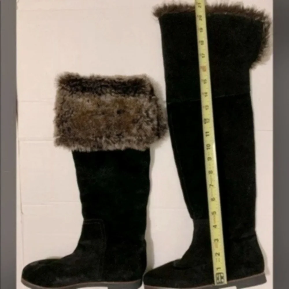Sam Edelman Versatile Black Suede & Faux Fur Boots Size 9M
